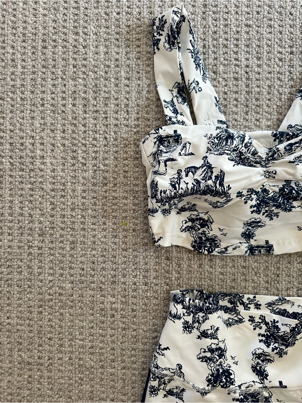 Carbon38 White and Navy Printed Workout Set - Picture 2 of 4